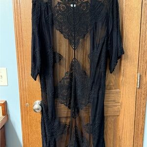 Time and Tru Black Lace Cardigan